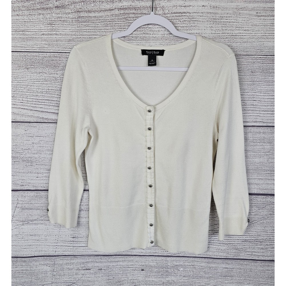 White House Blacke Market Snap Closure Knit Cardigan White Size Small